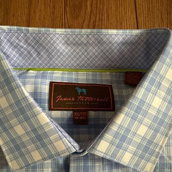 Men’s XXL shirt, blue and white, Neck size 18– 18 1/2 by JamesTattersall - Picture 4 of 9